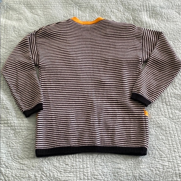 Vintage Black and White Striped Cardigan with Yellow Trim - Picture 3 of 3